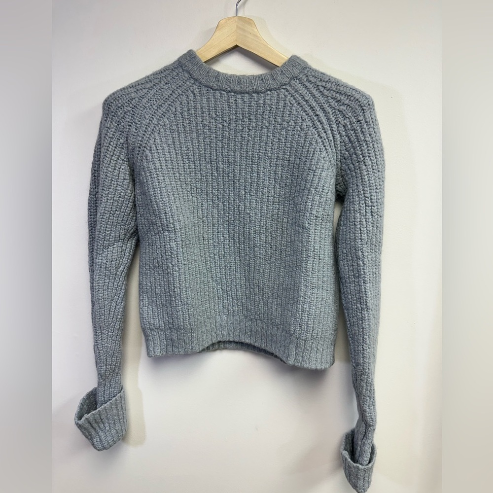 Frame, Alpaca Blend Cuffed Raglan Sweater In Powder Blue, Size Small